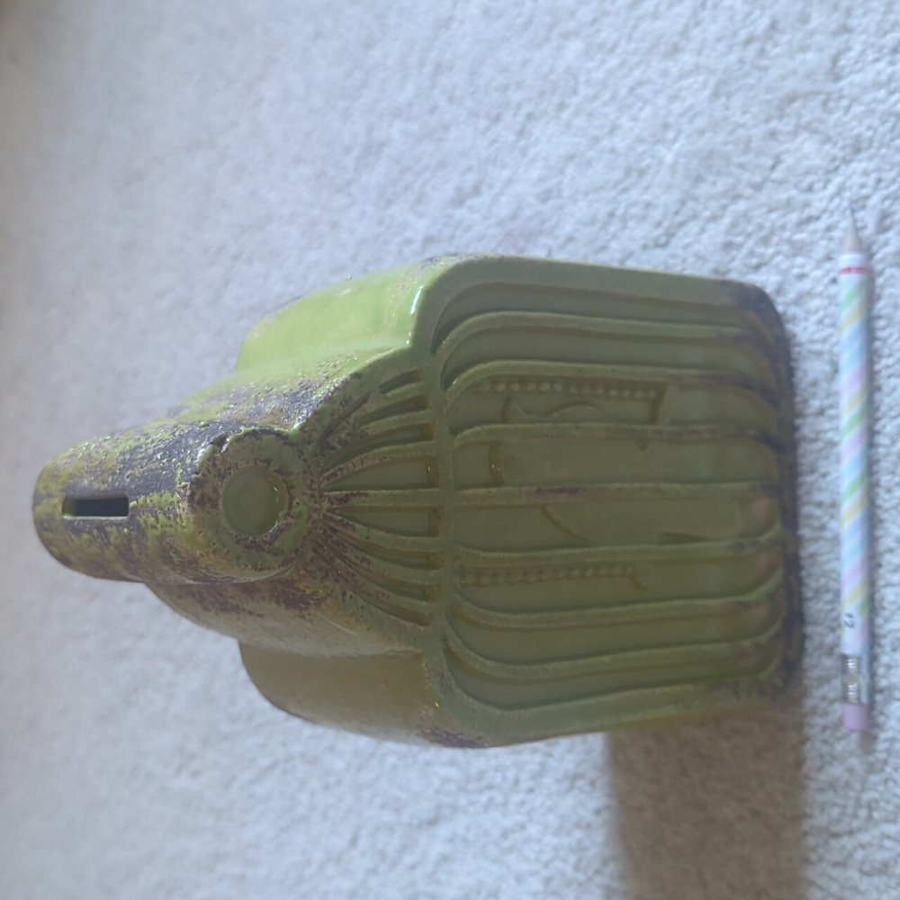 Vintage green coin bank